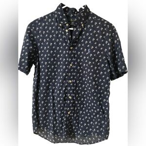 Ralph Lauren Navy Angelfish-Print Cotton Seersucker Button Down